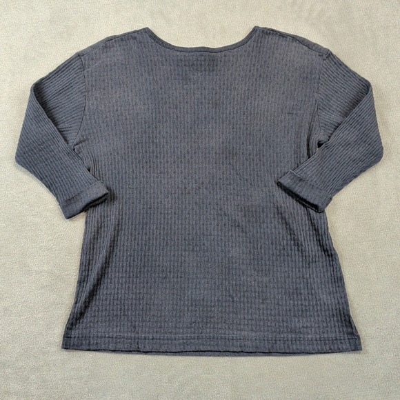More Jazz Vintage Ribbed Knit Top Size 14/16 Womens Gray 3/4 Sleeve Scoop Neck — photo 2